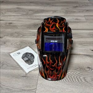 Metal Man Welding Helmet with Flame Design